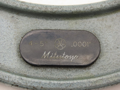 Mitutoyo 193-215 Digit Counter Outside Micrometer 4-5" Range .0001" Ratchet Stop