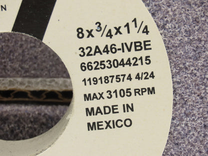 Norton 66253044215 Grinding Wheel Tool Room 8" X 3/4 X 1-1/4 46 Grit Type 1