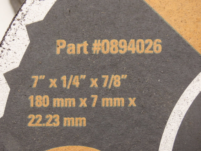 Blackstone 0894026 Type 27 Grinding Wheel 7" X 1/4" X 7/8" 8500rpm Lot of 8