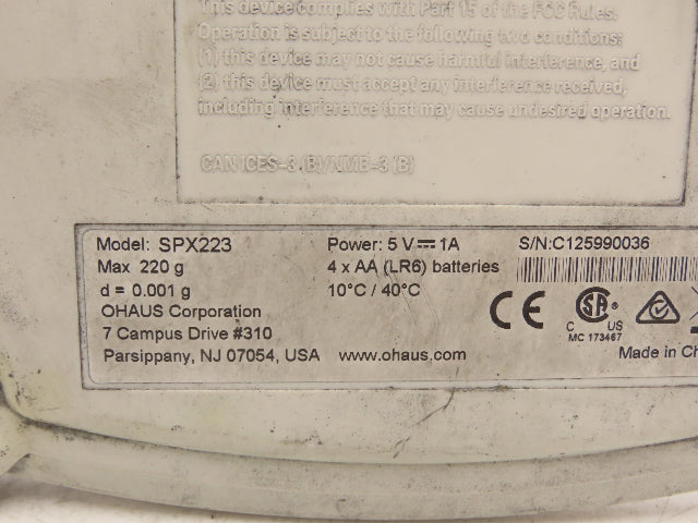 Ohaus Scout SPX223 Precision Analytical Balance Weigh Scale 220 Grams Portable