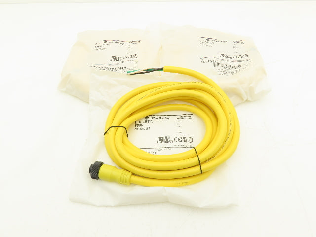 Allen Bradley 889N-F3AFC-12F QD Cordset 3 Pin Mini Straight 12' Ser B Lot Of 3