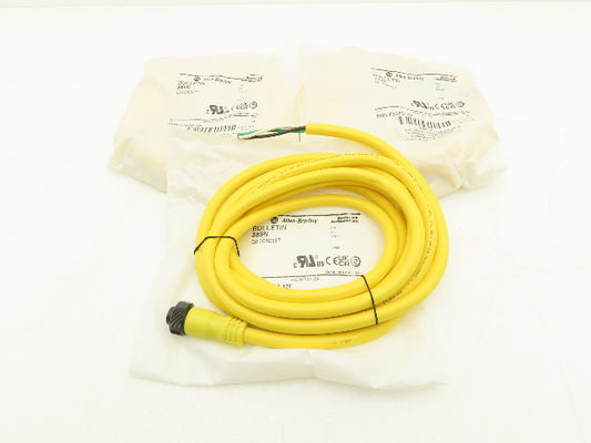 Allen Bradley 889N-F3AFC-12F QD Cordset 3 Pin Mini Straight 12' Ser B Lot Of 3