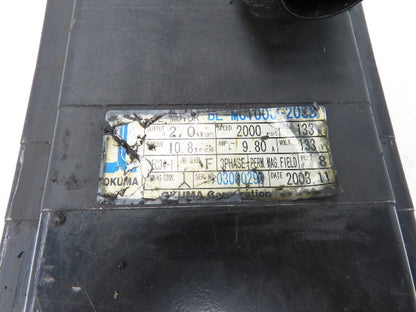 Okuma BL-MC100J-20SB AC Servo Motor 2kW 2000 RPM 133V 8.91A 3PH Encoder