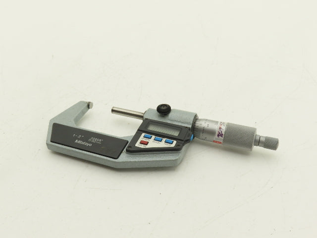 Mitutoyo 293-722-10 Digimatic Micrometer 1-2" Range .00005 Ratchet Stop SPC Data