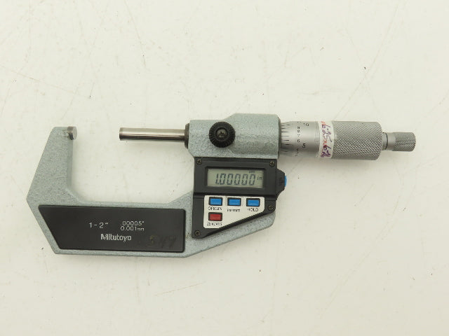 Mitutoyo 293-722-10 Digimatic Micrometer 1-2" Range .00005 Ratchet Stop SPC Data