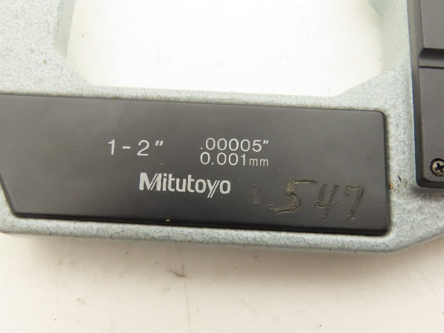 Mitutoyo 293-722-10 Digimatic Micrometer 1-2" Range .00005 Ratchet Stop SPC Data