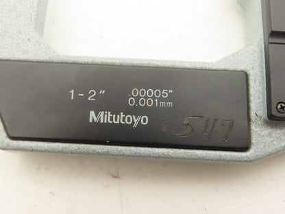 Mitutoyo 293-722-10 Digimatic Micrometer 1-2" Range .00005 Ratchet Stop SPC Data
