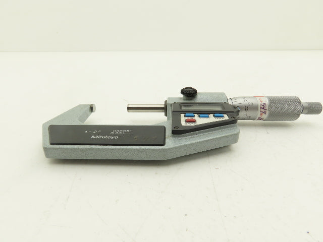 Mitutoyo 293-722-10 Digimatic Micrometer 1-2" Range .00005 Ratchet Stop SPC Data