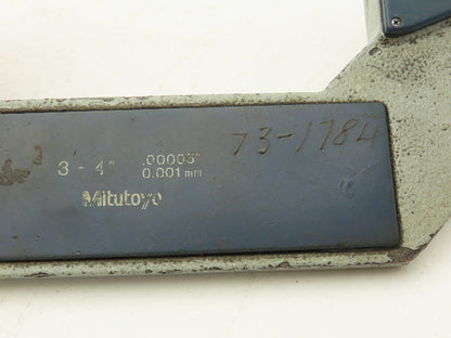 Mitutoyo 293-347-30 Digimatic Micrometer 3-4" Range .00005 Ratchet Stop SPC Data