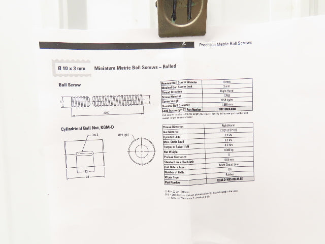 Nook Industries Linear Ball Screw 10mm Dia X 3mm X Pitch 1225mm OAL