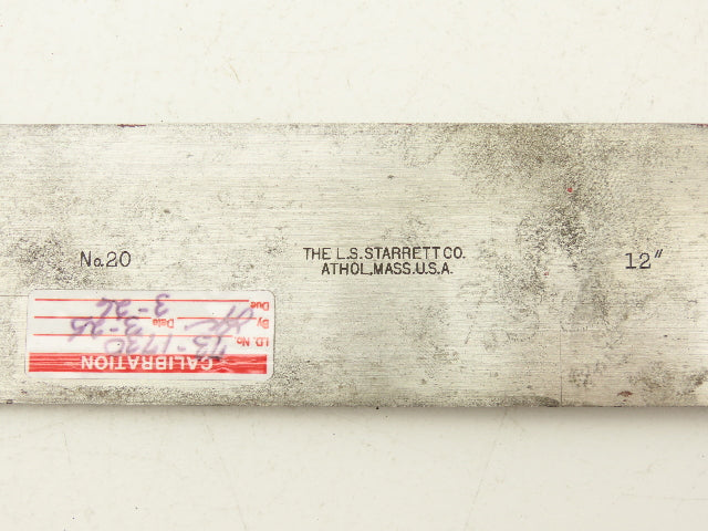 Starrett No 20-12" Precision Machinist Square 12" Blade 7" Base  .0001"