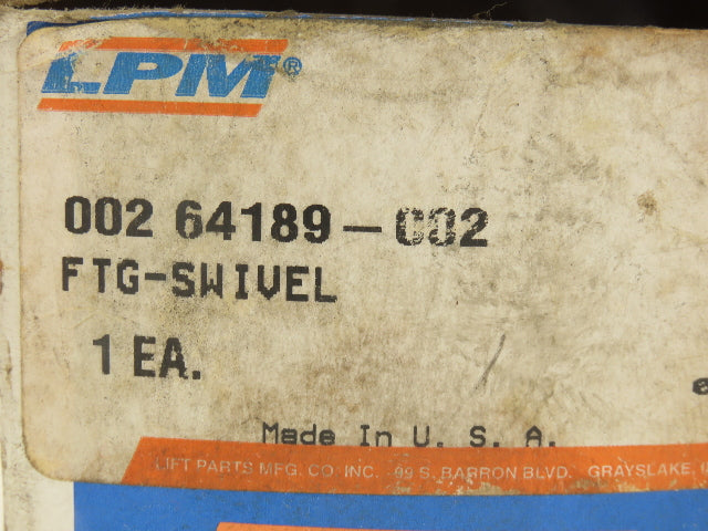 Hydraulics Inc LPM 002 64189-002 Forklift Hydraulic Swivel Fitting For Crown