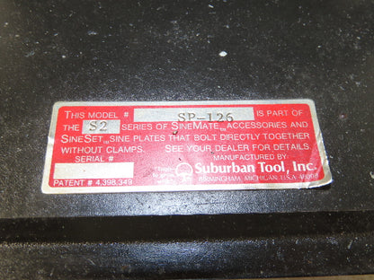 Suburban Tool SP-126-S2 Hinged Angle Sine Plate 6"x12"x 2-5/8"H Tapped 3/8-16