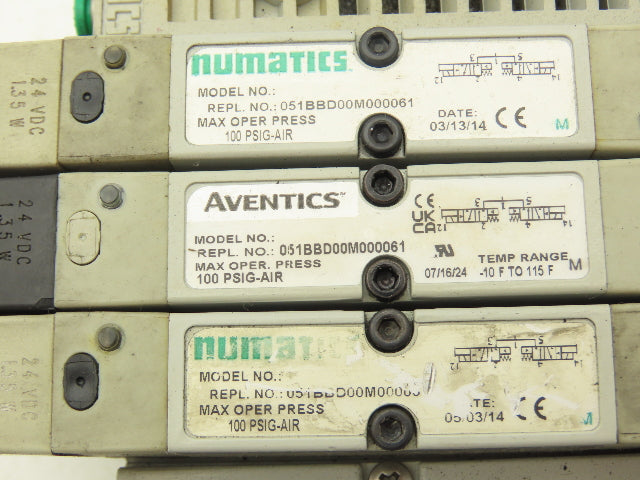 Numatics 240-183 4-Station G3 3-Valve Manifold Assembly w/Communication Sub-Bus