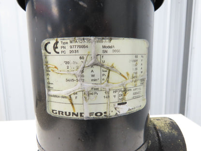 Grundfos MTA120-250AWBAB Immersion Coolant Pump 32 Gpm 10" Depth 700W 460V 3PH