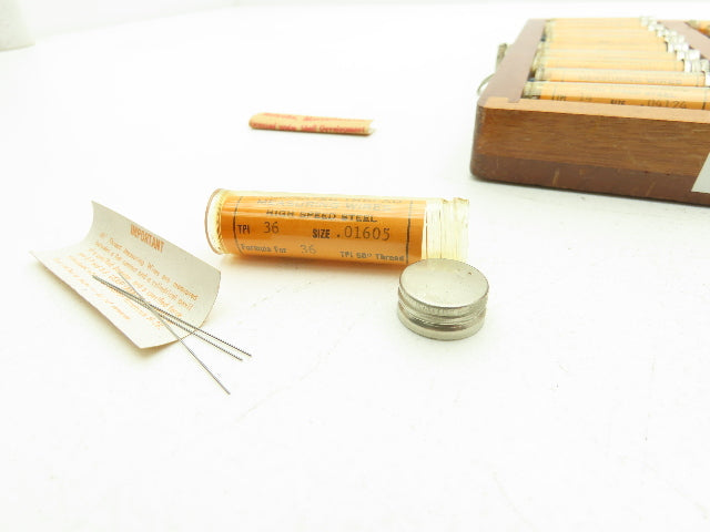 Besly Welles 20HS Thread Measuring Wire Set 6-36 TPI 60° HSS 20 Sizes with Case