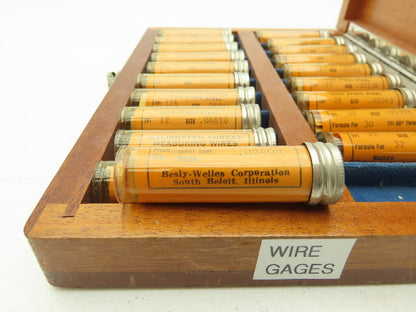 Besly Welles 20HS Thread Measuring Wire Set 6-36 TPI 60° HSS 20 Sizes with Case