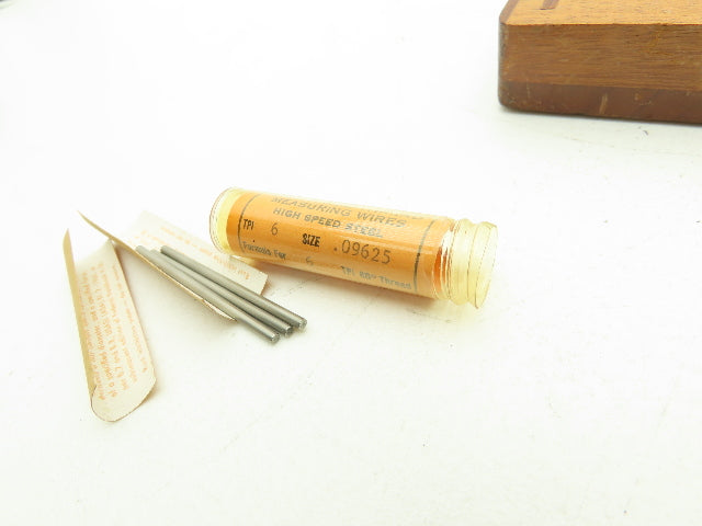 Besly Welles 20HS Thread Measuring Wire Set 6-36 TPI 60° HSS 20 Sizes with Case
