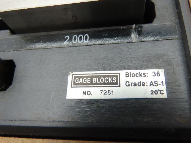 SPI 7251 Rectangular Steel Gage 36 Block Set .0500"-4.000" Grade AS-1 Complete