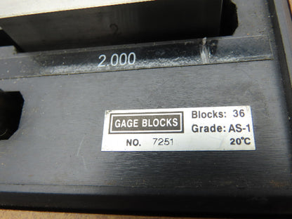SPI 7251 Rectangular Steel Gage 36 Block Set .0500"-4.000" Grade AS-1 Complete