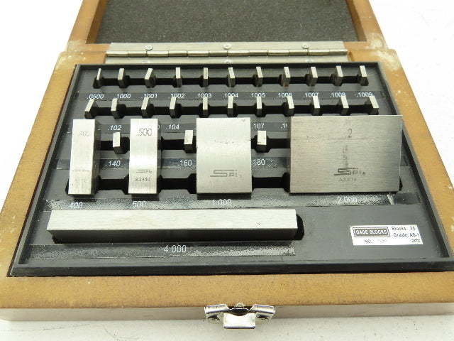 SPI 7251 Rectangular Steel Gage 36 Block Set .0500"-4.000" Grade AS-1 Complete