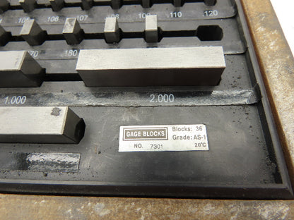 SPI 7301 Grade AS-1 Rectangle Steel Gage 36 Block Set .050-4.00"  -Missing .300"