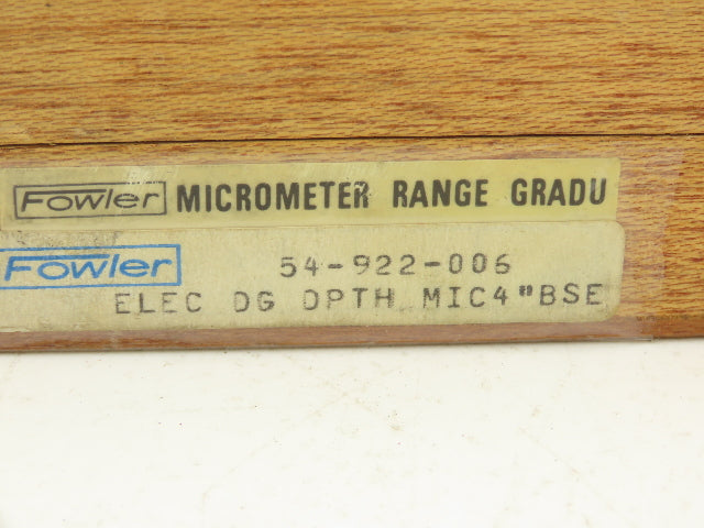 Fowler 54-922-006 Digitrix Digital Depth Gage Micrometer 0-6" Range 4" Base