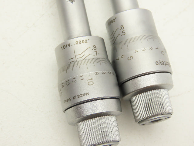 Mitutoyo 368-922 Holtest 3pt Micrometer Bore Gage .5-.65" .65-.8"  Set of 2