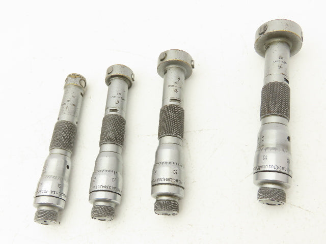 Brown & Sharpe 281 Intrimik Holemic 3pt Micrometer Bore Gage .8"-1.6"  Set of 4
