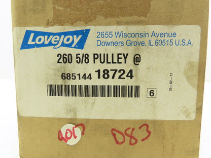 Lovejoy 260 5/8 Spring-Loaded Variable Speed Pulley WB Series 5/8" Bore 6" OD