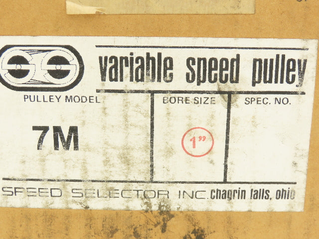 Speed Selector 7M Mechanically Controlled Variable Speed Pulley 1" Bore 7"OD
