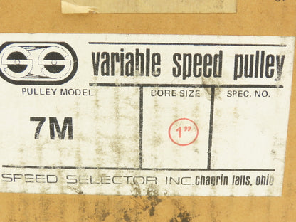 Speed Selector 7M Mechanically Controlled Variable Speed Pulley 1" Bore 7"OD