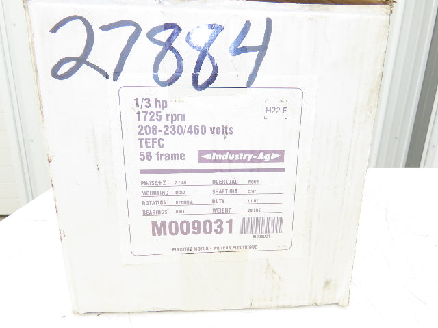 Marathon Motors M009031 AC Motor 1/3Hp 1725rpm 230/460V 3PH 56C TEFC