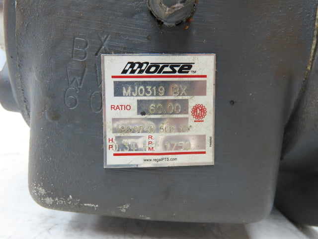 Morse MJ0319 BX Worm Gearbox 60:1 Reducer 0.34Hp 29rpm 56C Hollow