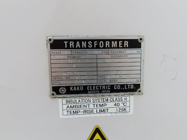 Kako Electric Power Transformer 70KVA HV 380/415/440/480 LV 200/220/240 3P Okuma
