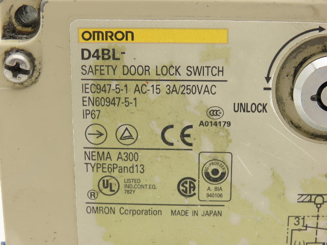 Omron D4BL-2DRG Solenoid Interlock Safety Door Switch 24VDC With Straight Latch