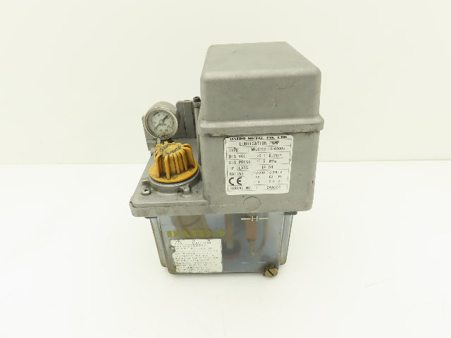 Daido MRJ010211D Lubrication Oil Pump Machine Oiler 0.1 L/Min 2L Tank 200V 1PH