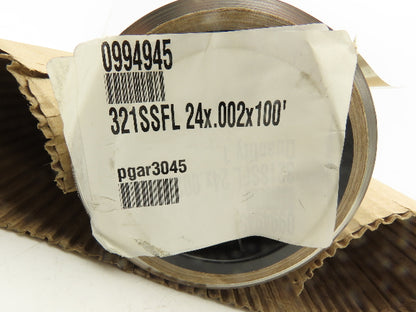 PGAR3045 0994945 Stainless Steel Tool Wrap Foil 100' Roll 24"W x .002" Thick