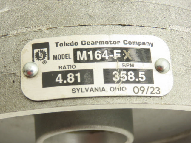Toledo Gearmotor M164-FX Spur Gearbox 4.81:1 Reducer 358.5rpm 56C Parallel Shaft