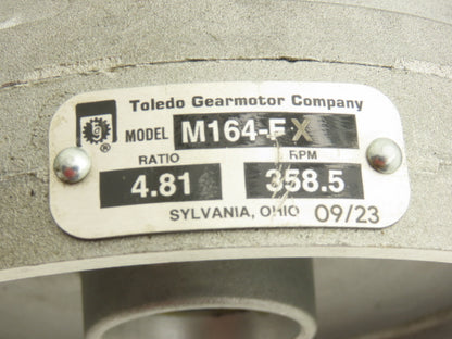 Toledo Gearmotor M164-FX Spur Gearbox 4.81:1 Reducer 358.5rpm 56C Parallel Shaft