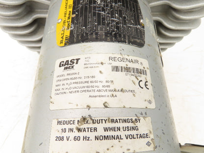 Gast R6335A-2 Regenair Regenerative Vacuum Blower 215cfm 3.5Hp 230/460V 3PH