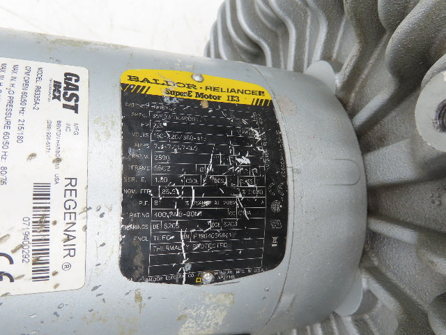 Gast R6335A-2 Regenair Regenerative Vacuum Blower 215cfm 3.5Hp 230/460V 3PH