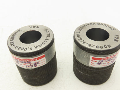 R&K 1.0000/1.0010" Go NoGo Plain Bore Ring Gage Set Chrome 25.400/25.425mm