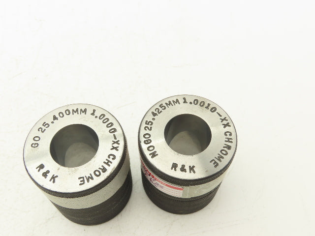 R&K 1.0000/1.0010" Go NoGo Plain Bore Ring Gage Set Chrome 25.400/25.425mm