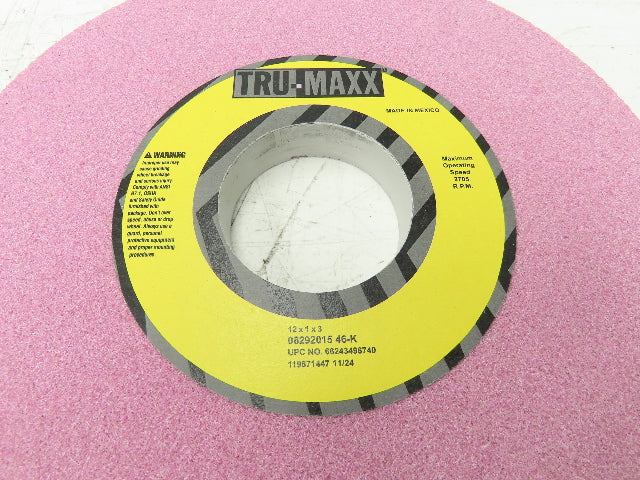 TRU-MAXX 06292015 Surface Grinding Wheel 12"Dia 1"Thick 3"Arbor 46 Grit Lot of 2