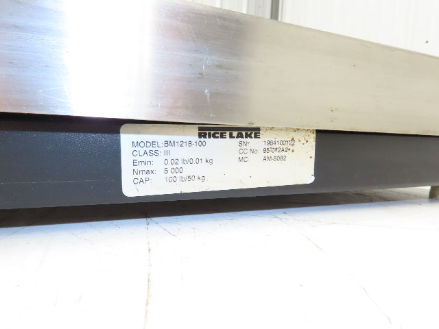 Rice Lake BM1218-100 Bench Weigh Scale & Display Counting Indicator 12 X 18"