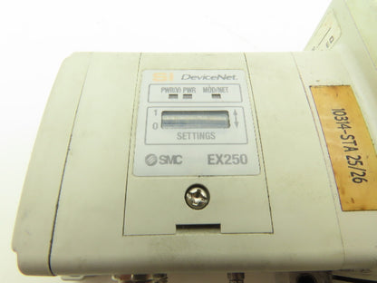 SMC EX250-SDN1 12-Station DeviceNet Manifold 8 Solenoid Valves 24VDC