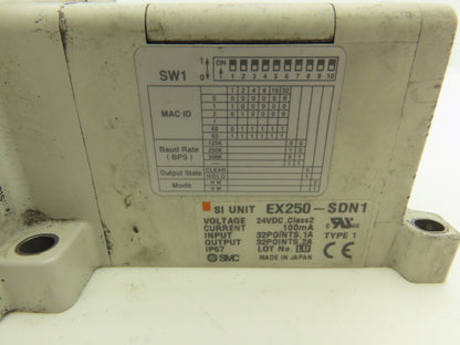 SMC EX250-SDN1 12-Station DeviceNet Manifold 8 Solenoid Valves 24VDC