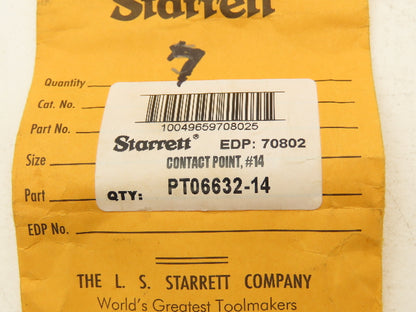 Starrett PT06632-14 Indicator Contact Point Tapered Tip 1/16"x 2" Lot of 7