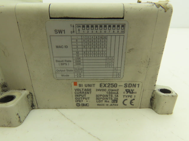 SMC EX250-SDN1 12-Station DeviceNet Manifold 8 Solenoid Valves 24VDC